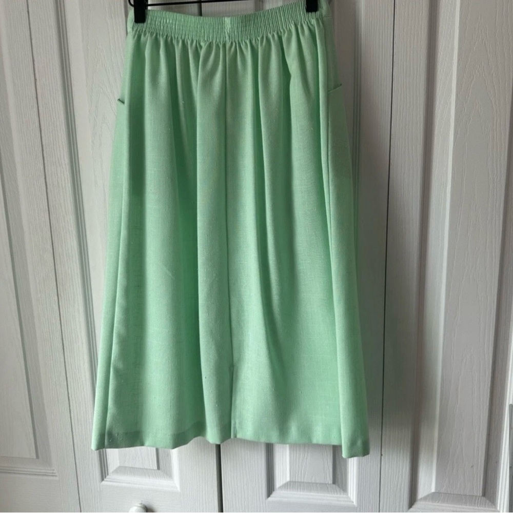 1970's 80’s Vintage Sea foam green made in USA skirt size 12 retro pockets - Picture 4 of 6